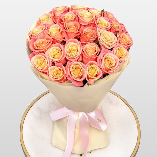 Букет из Роз Мисс Пигги 25 шт «Калифорнийский Закат»