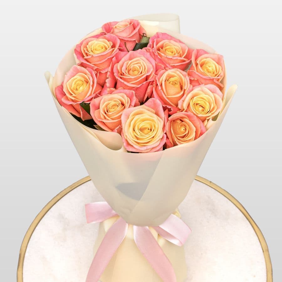 Букет из Роз Мисс Пигги 11 шт «Искреннее Тепло»