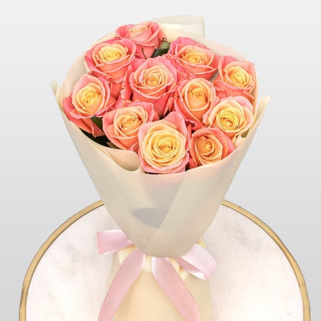 Букет из Роз Мисс Пигги 11 шт «Искреннее Тепло»