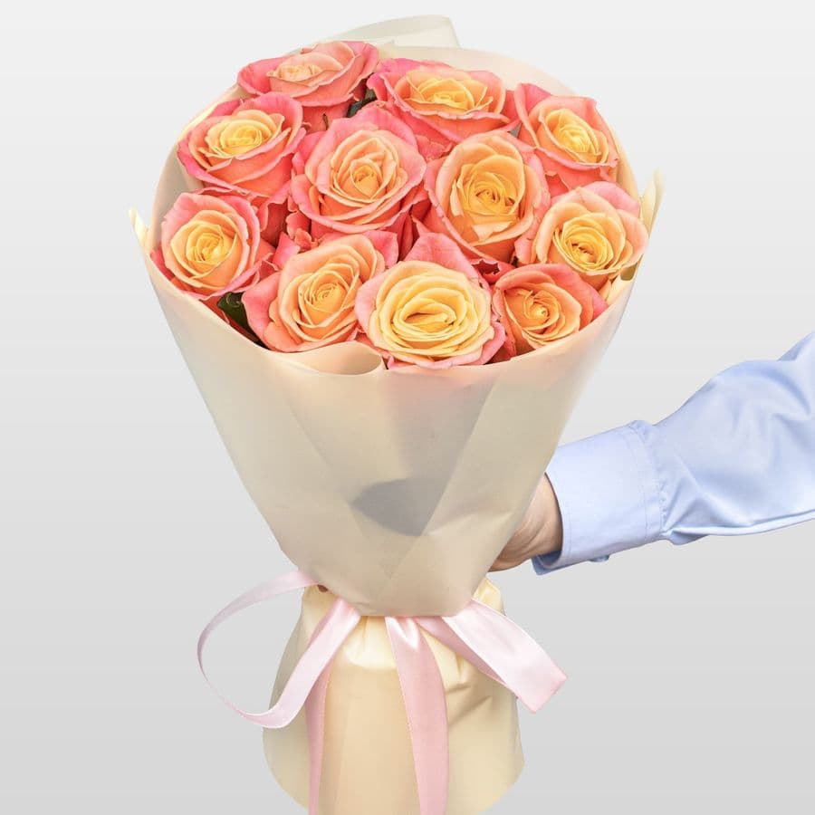 Букет из Роз Мисс Пигги 11 шт «Искреннее Тепло»