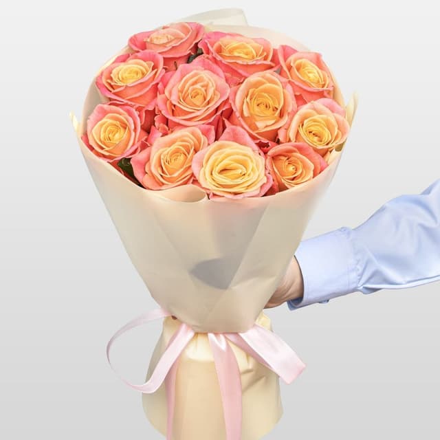 Букет из Роз Мисс Пигги 11 шт «Искреннее Тепло»