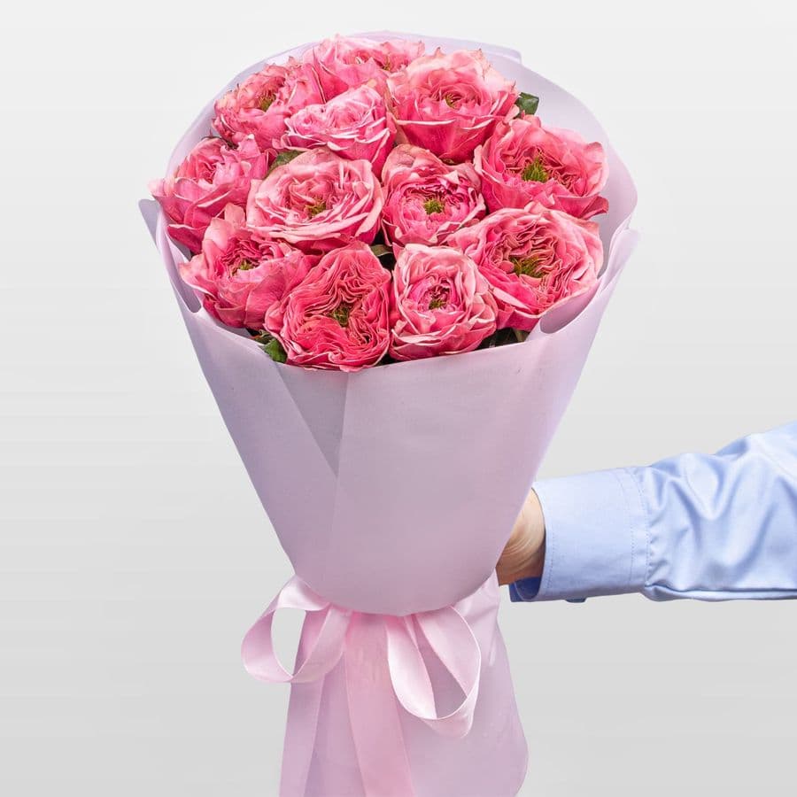 Букет из Пионовидных Роз Риджентс Парк 11 шт «Малиновый Мусс»