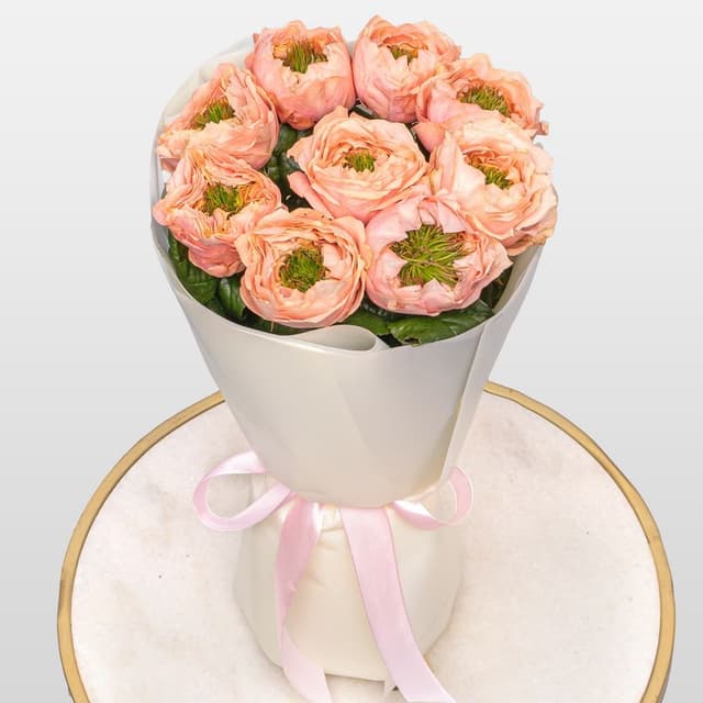 Букет из Пионовидных Роз Питер Парк 9 шт «Улыбка Природы»