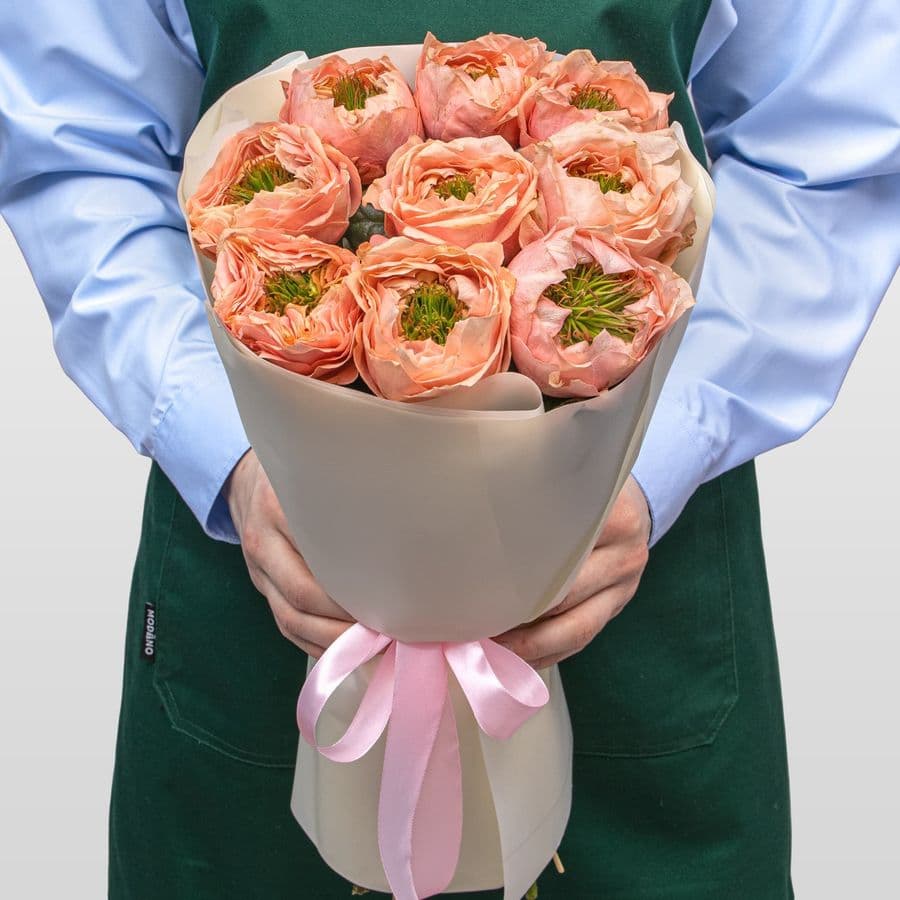 Букет из Пионовидных Роз Питер Парк 9 шт «Улыбка Природы»