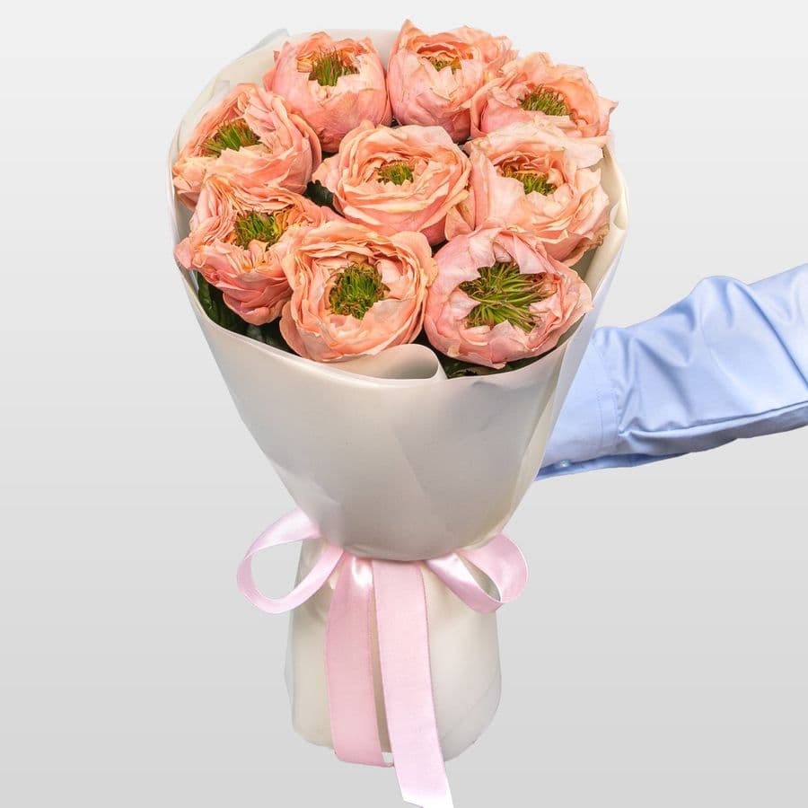 Букет из Пионовидных Роз Питер Парк 9 шт «Улыбка Природы»