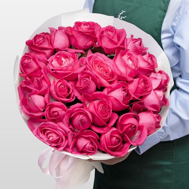 Букет из розовых Роз Россия 25 шт «Карнавал Чувств»