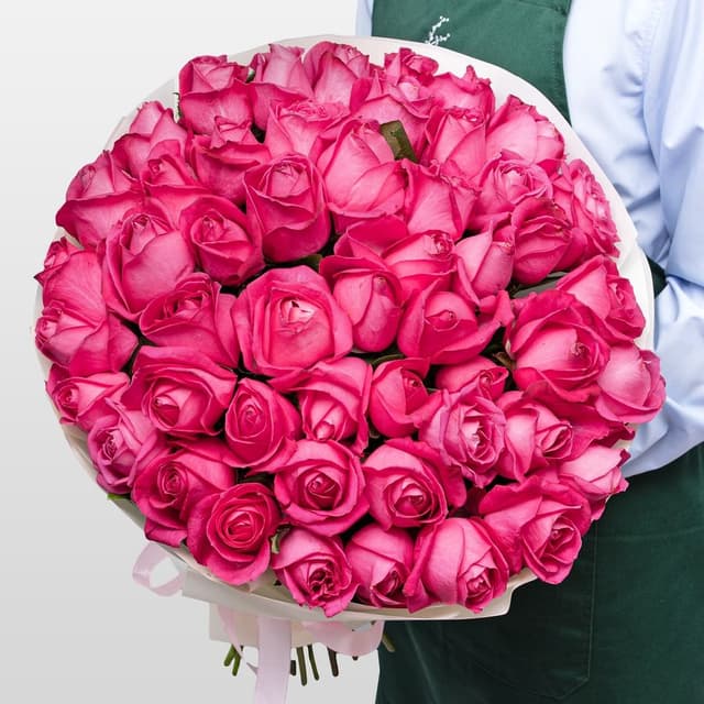Букет из розовых Роз Россия 51 шт «Энергия Восхищения»