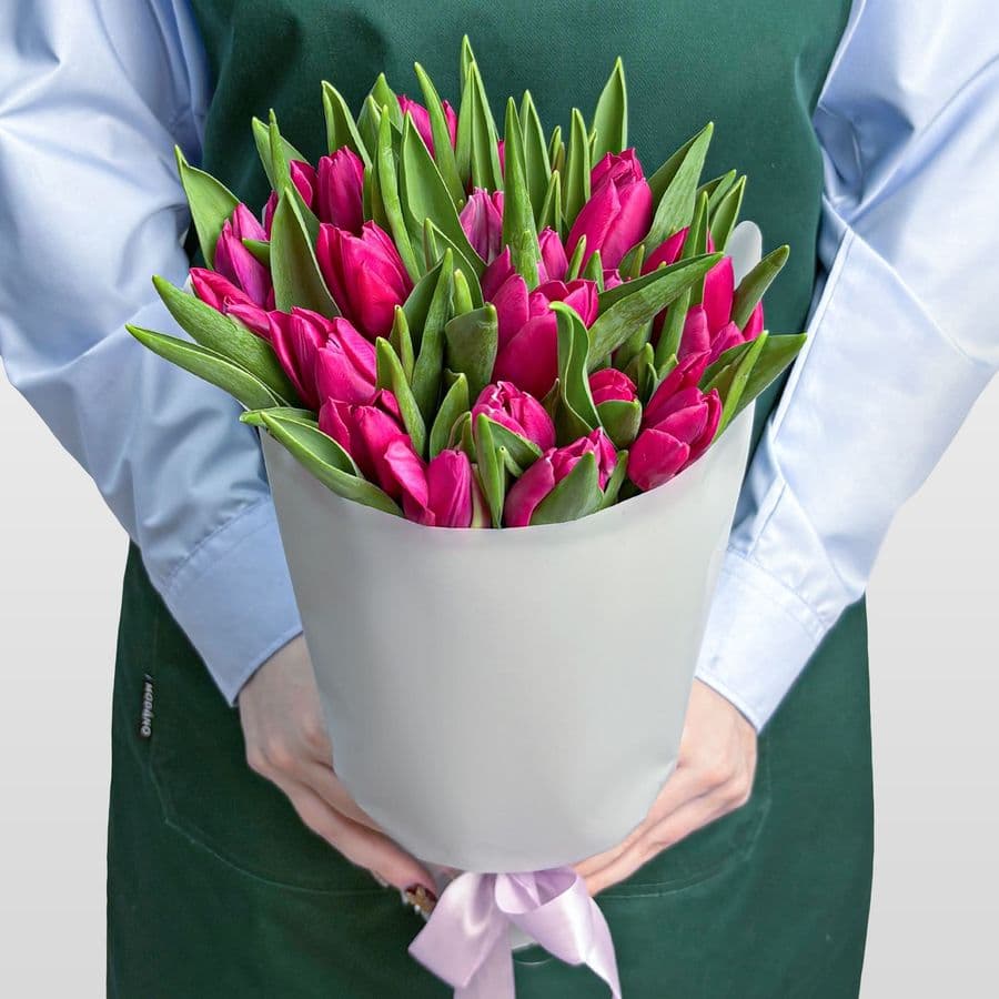 Букет розовых Тюльпанов 25 шт «Изящный Дар»