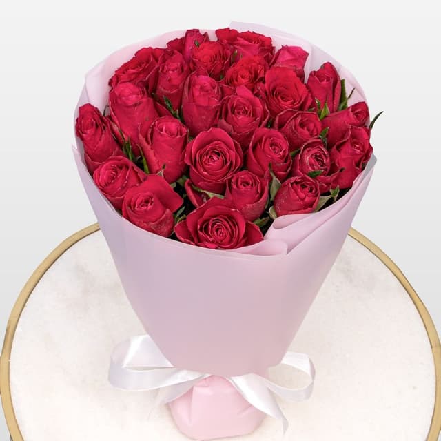 Букет малиновых Роз Кения 40 см 25 шт «Сны Кармен»
