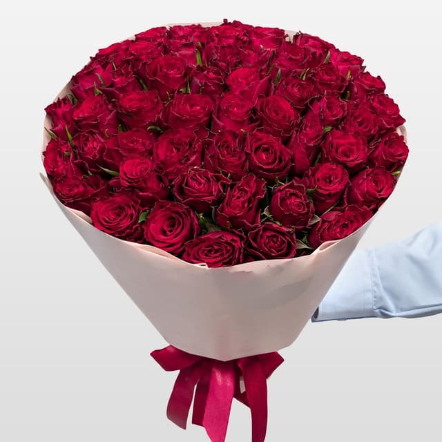 Букет красных Роз Кения 40 см 51 шт «Эликсир Любви»