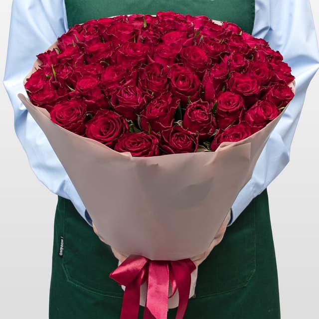 Букет красных Роз Кения 40 см 51 шт «Эликсир Любви»