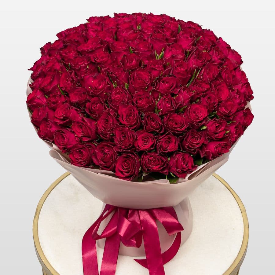 Букет красных Роз Кения 40 см 101 шт «Клятва Вечности»