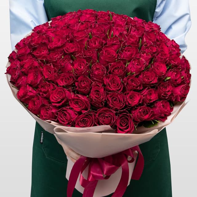 Букет красных Роз Кения 40 см 101 шт «Клятва Вечности»