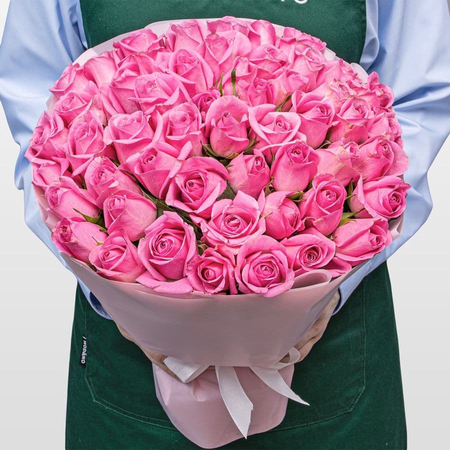 Букет розовых Роз Кения 40 см 51 шт «Любовь к Тебе»