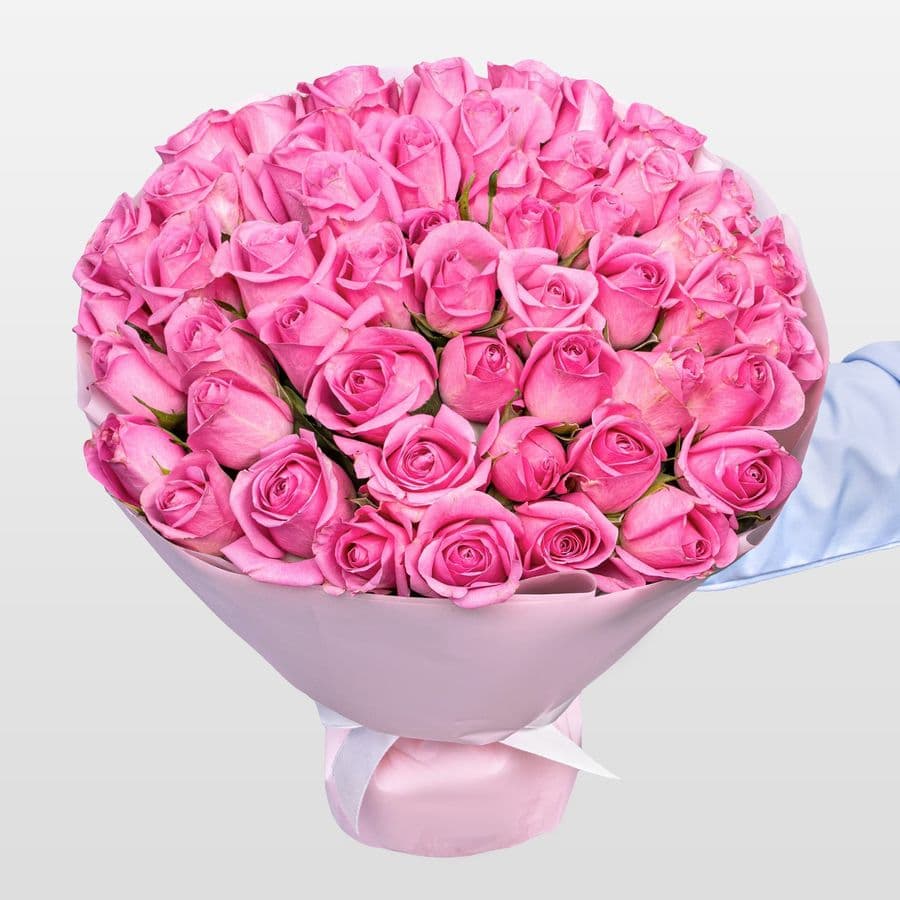 Букет розовых Роз Кения 40 см 51 шт «Любовь к Тебе»