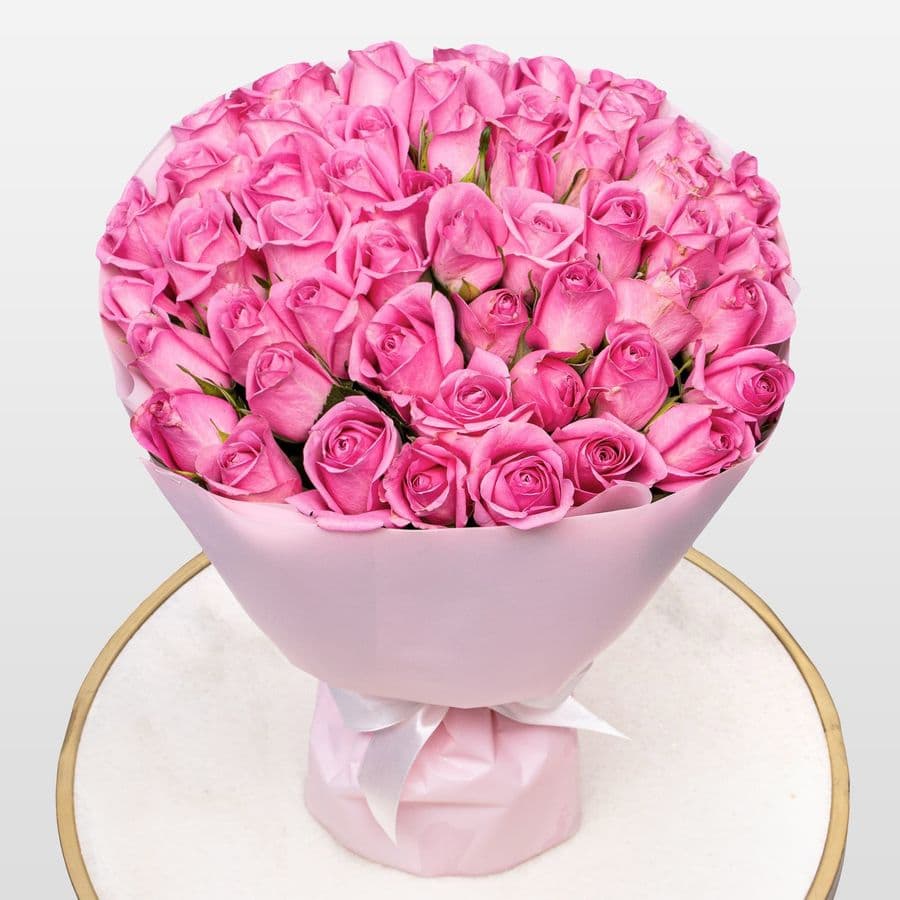 Букет розовых Роз Кения 40 см 51 шт «Любовь к Тебе»