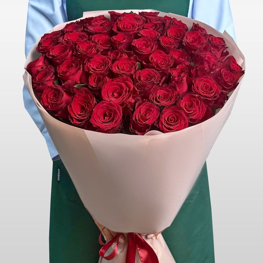 Букет из красных Роз 80 см 51 шт «Только Она»