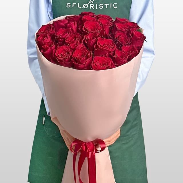 Букет из красных Роз 80 см 25 шт «Секрет Сердца»