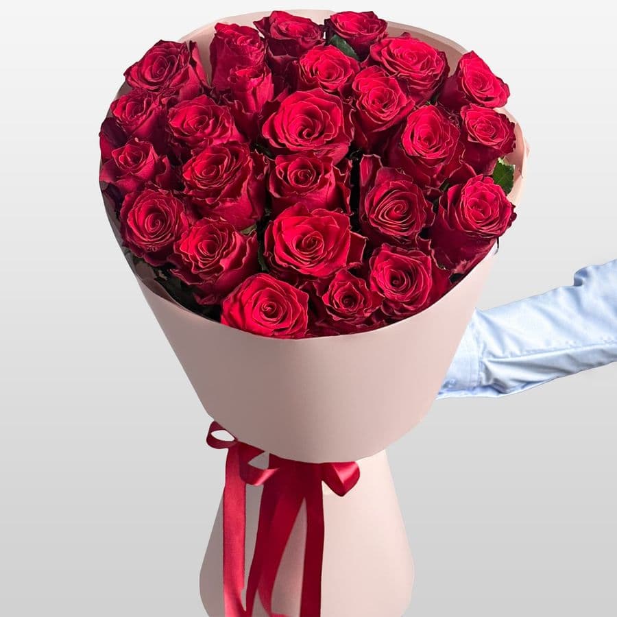 Букет из красных Роз 80 см 25 шт «Секрет Сердца»