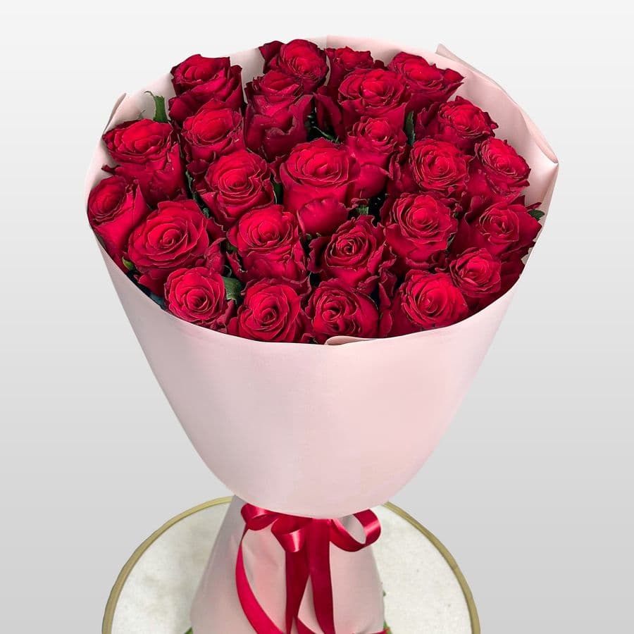 Букет из красных Роз 80 см 25 шт «Секрет Сердца»