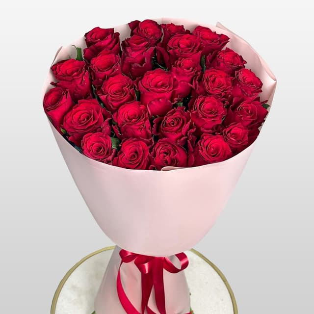 Букет из красных Роз 80 см 25 шт «Секрет Сердца»