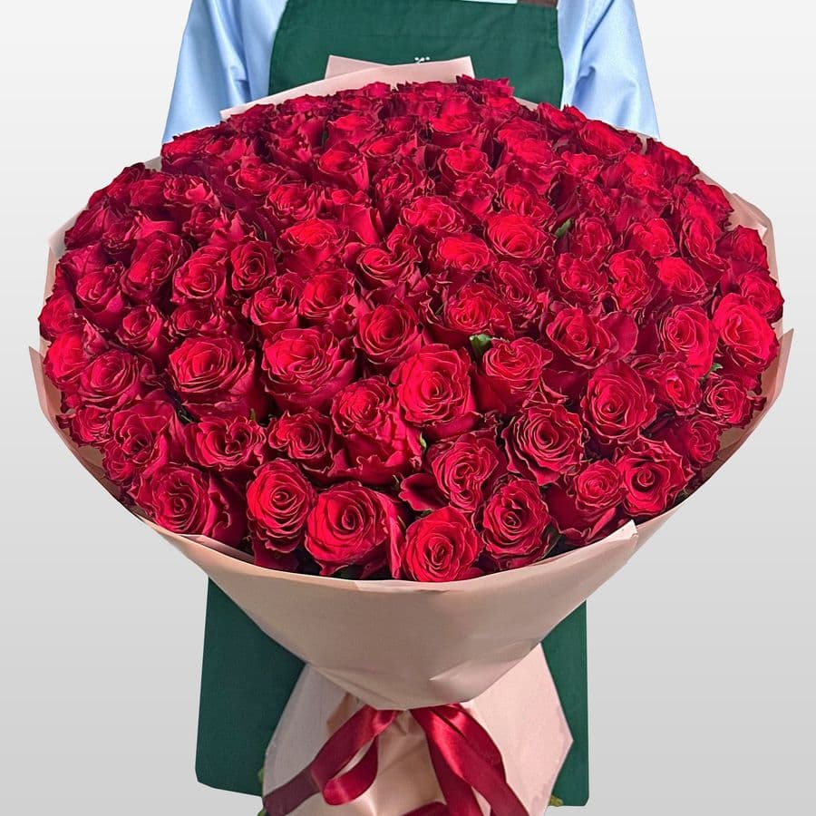Букет из красных Роз 80 см 101 шт «Просто Люблю»