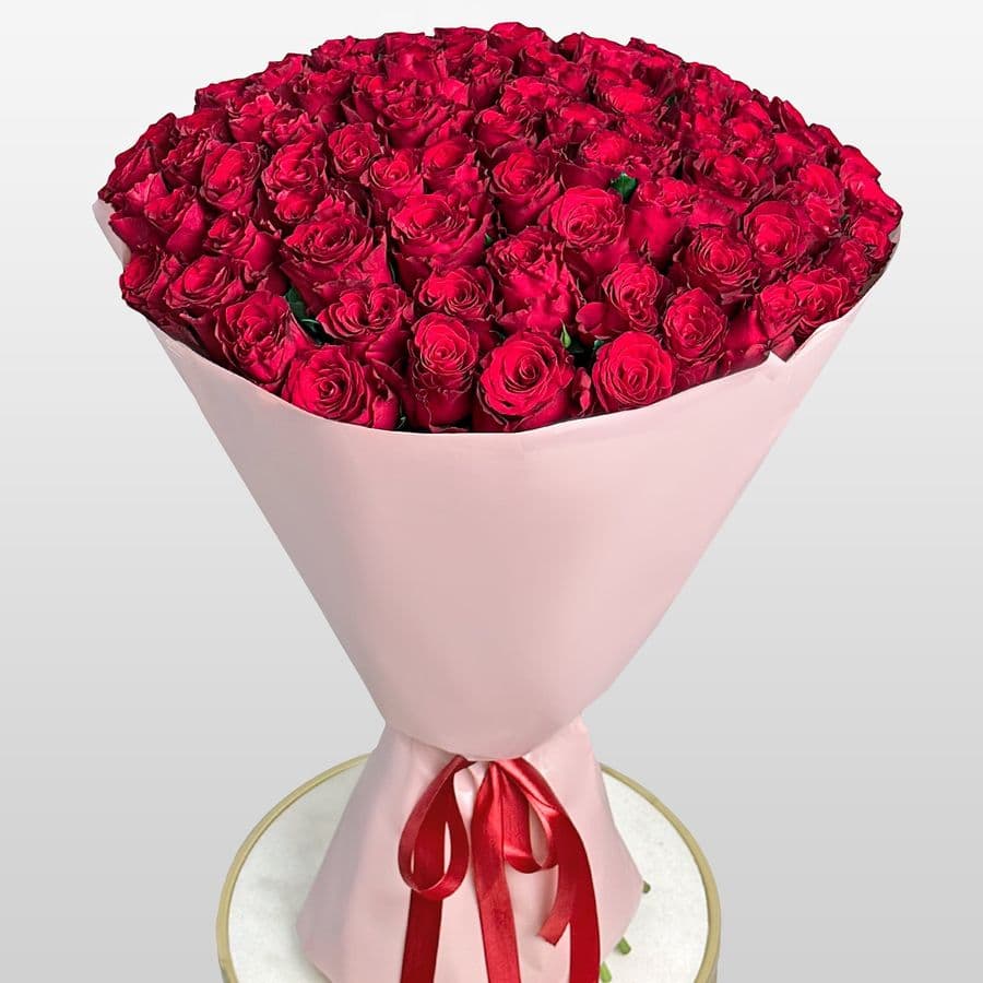 Букет из красных Роз 80 см 101 шт «Просто Люблю»