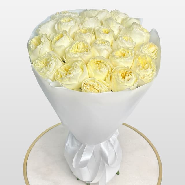 Букет из Пионовидных Роз Кения 25 шт «Панна Котта»