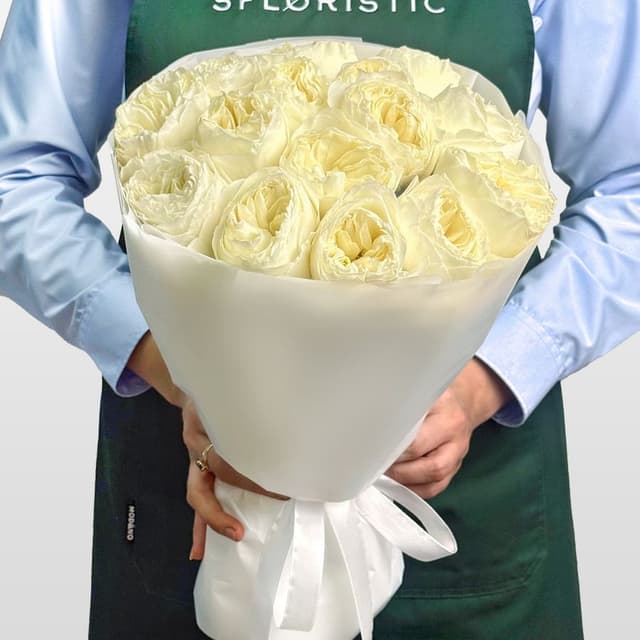 Букет из Пионовидных Роз Кения 15 шт «Утренняя Звезда»