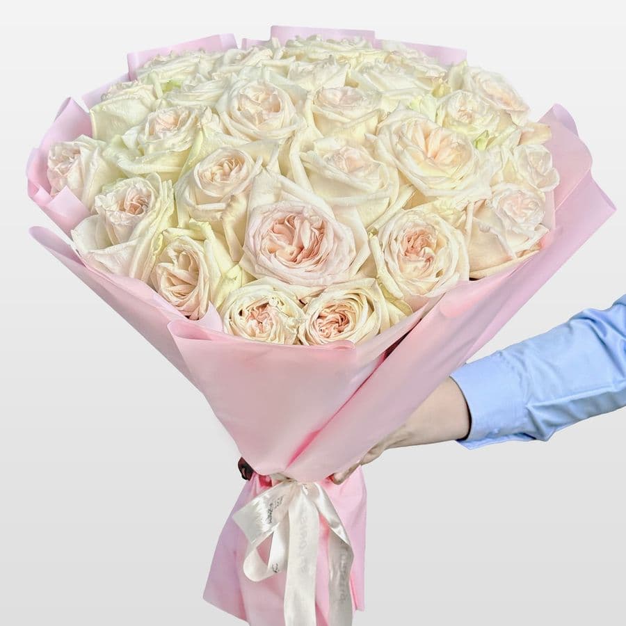 Букет из Пионовидных Роз 25 шт «Лепестки Ванили»