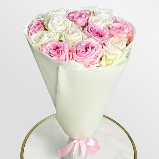 Букет из Пионовидных Роз 15 шт «Счастье вдвоем»