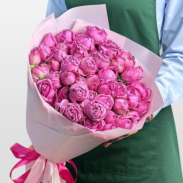 Букет из Кустовых Пионовидных Роз Мисти Баблс 25 шт «Волшебный сад»