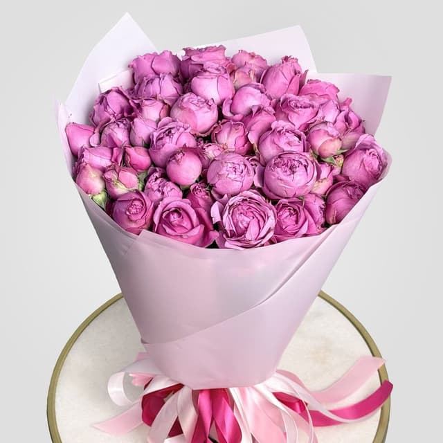 Букет из Кустовых Пионовидных Роз Мисти Баблс 25 шт «Волшебный сад»