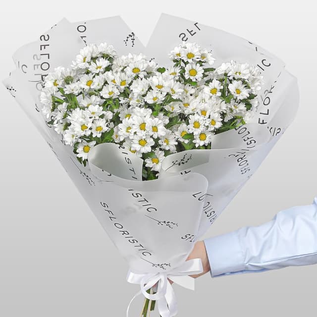 Букет из Белых Хризантем Сантини 9 шт «Верное Сердце»