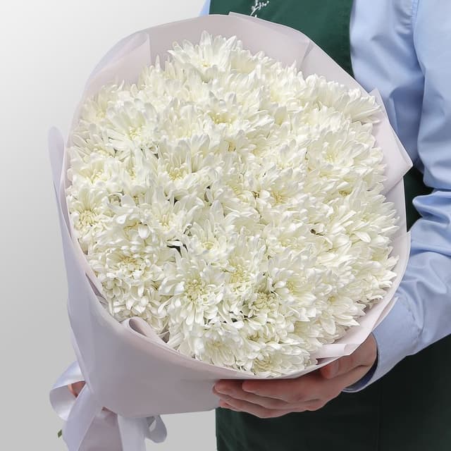 Букет из Белых Кустовых Хризантем 15 шт «Нежность Ангела»