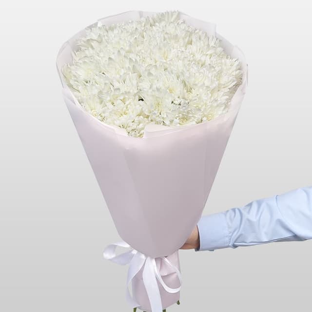 Букет из Белых Кустовых Хризантем 15 шт «Нежность Ангела»