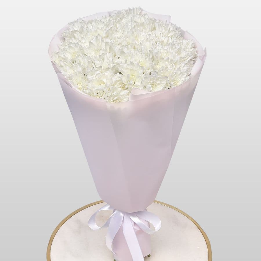 Букет из Белых Кустовых Хризантем 15 шт «Нежность Ангела»