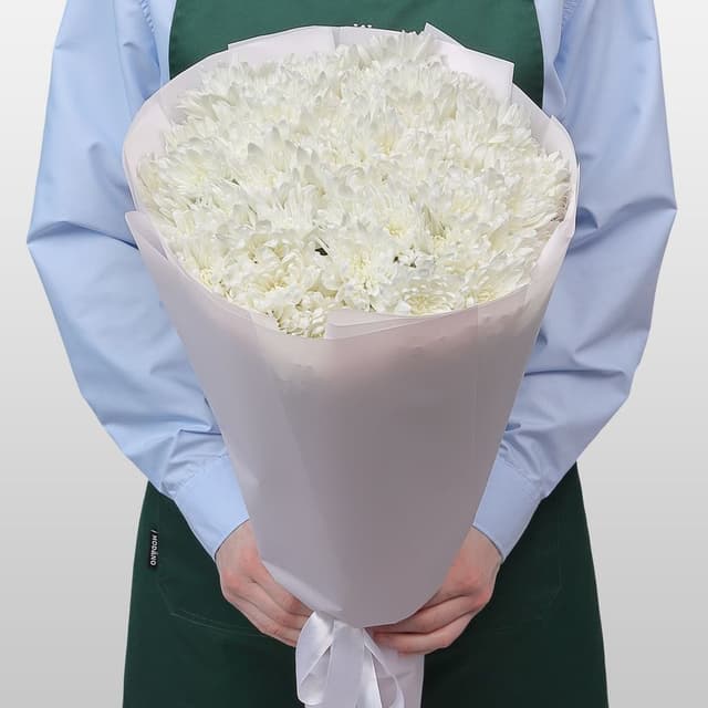 Букет из Белых Кустовых Хризантем 15 шт «Нежность Ангела»