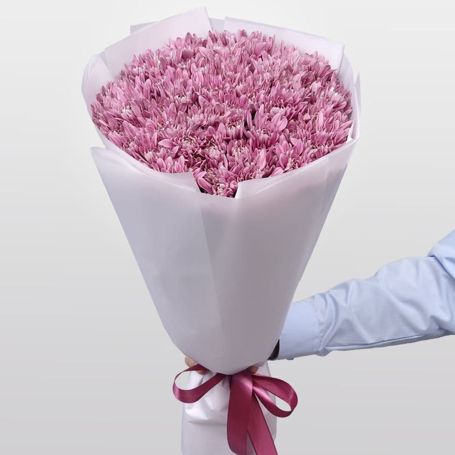 Букет из Сиреневых Кустовых Хризантем 25 шт «Вечерний Блюз»