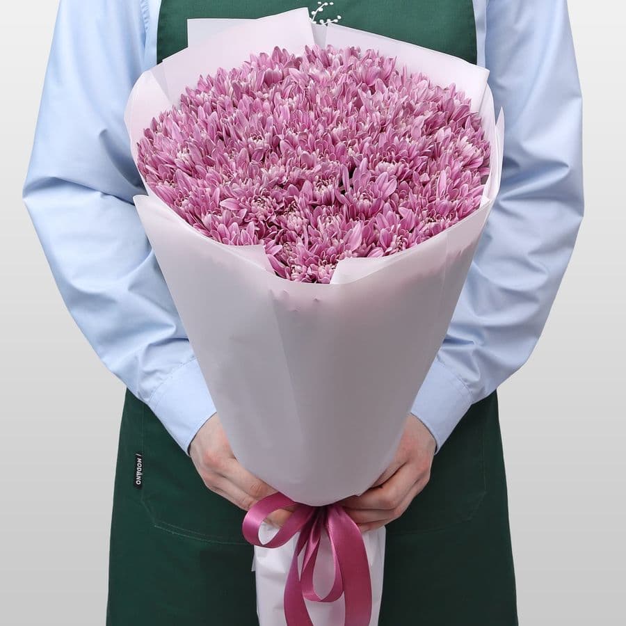 Букет из Сиреневых Кустовых Хризантем 25 шт «Вечерний Блюз»