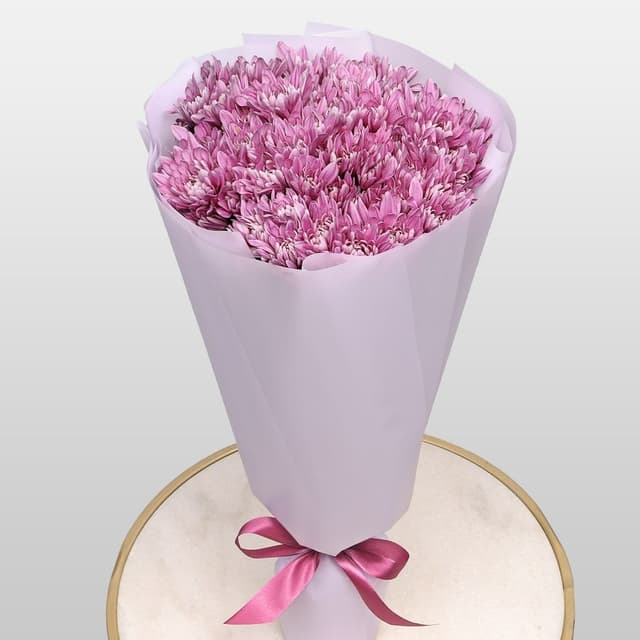 Букет из Сиреневых Кустовых Хризантем 15 шт «Аристократка»