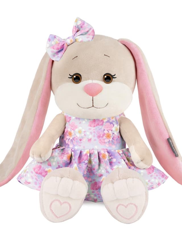 Мягкая игрушка Зайка В Голубом Платье С Розовыми Цветами Мягкая игрушка Зайка В Голубом Платье С Розовыми Цветами