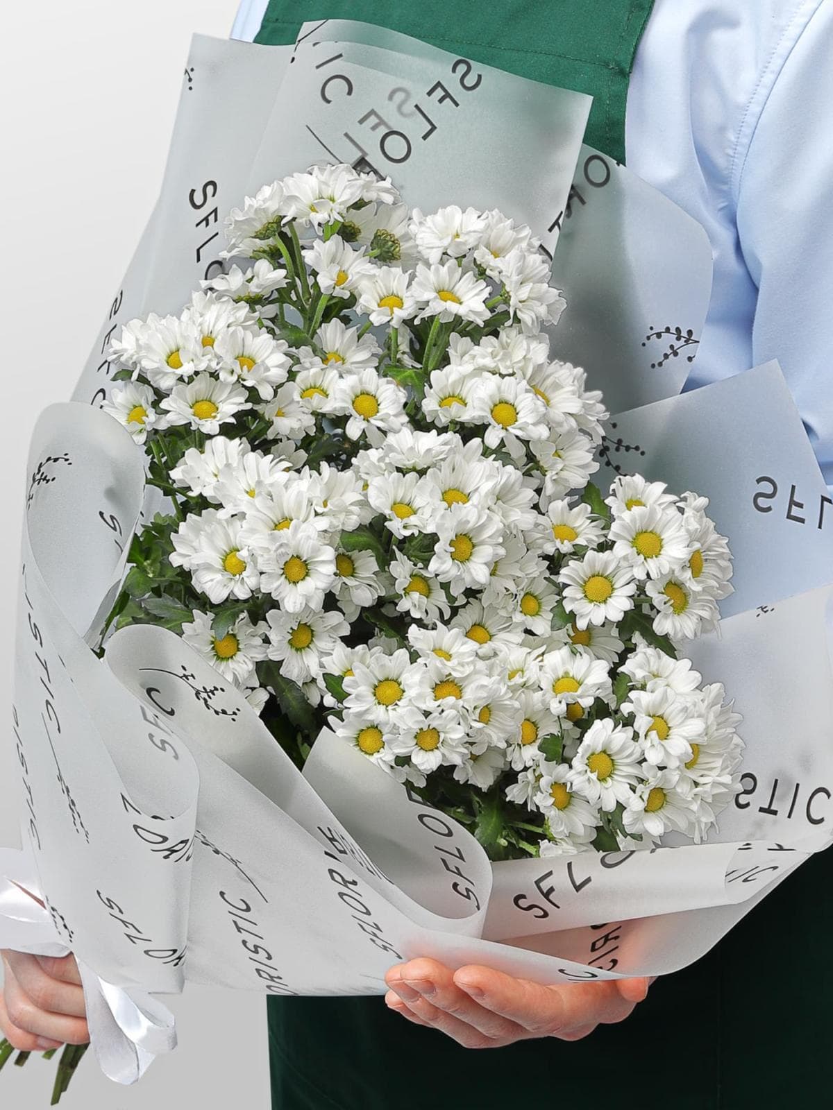 Букет из Белых Хризантем Сантини 9 шт «Верное Сердце»