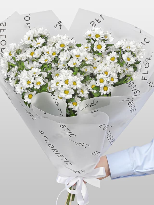 Букет из Белых Хризантем Сантини 9 шт «Верное Сердце» Букет из Белых Хризантем Сантини 9 шт «Верное Сердце»