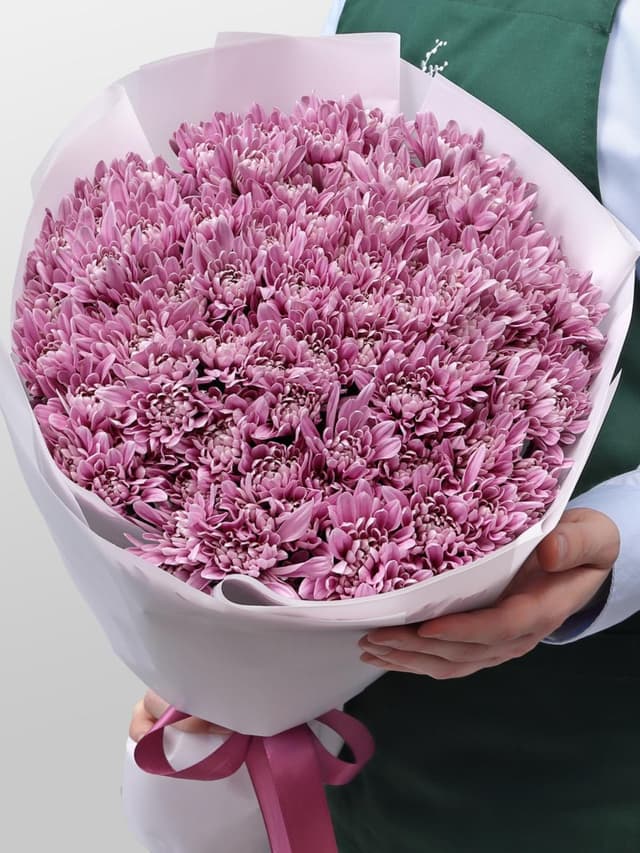 Букет из Сиреневых Хризантем 25 шт «Вечерний Блюз» Букет из Сиреневых Хризантем 25 шт «Вечерний Блюз»