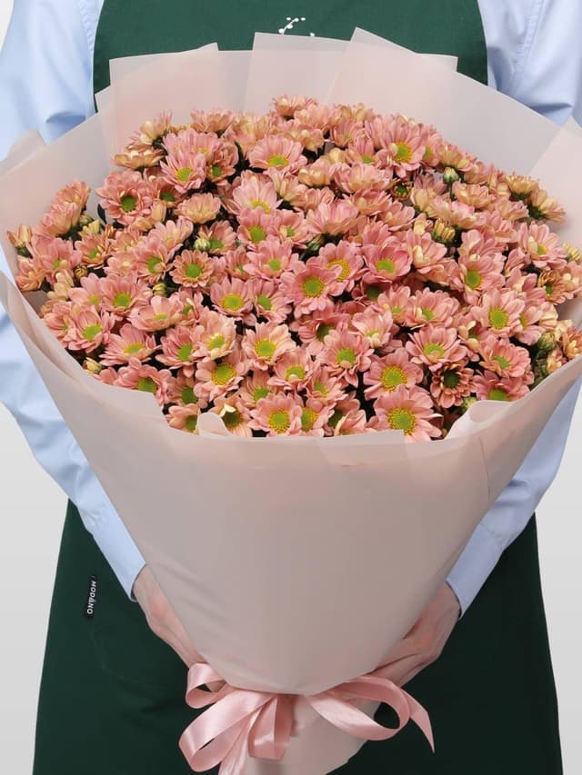 Букет из Персиковых Хризантем Сантини 25 шт «Персиковое облако» Букет из Персиковых Хризантем Сантини 25 шт «Персиковое облако»