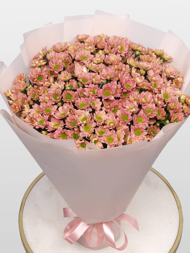 Букет из Персиковых Хризантем Сантини 25 шт «Персиковое облако» Букет из Персиковых Хризантем Сантини 25 шт «Персиковое облако»