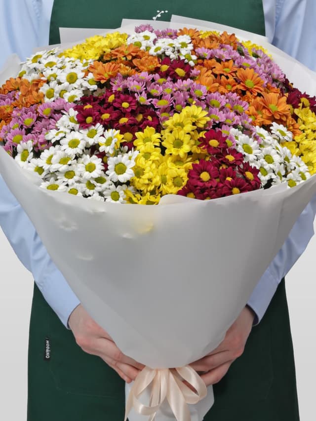 Букет из микса Хризантем Сантини 25 шт «Пестрый луг» Букет из микса Хризантем Сантини 25 шт «Пестрый луг»