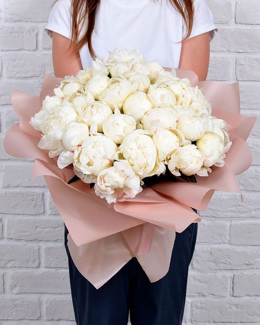 Букет из белых Пионов «Белый ангел» 25шт.