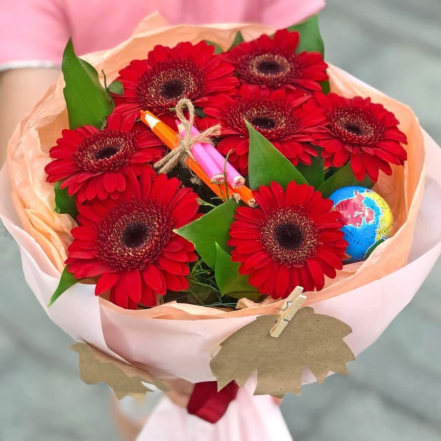 Букет из красных Гермини «Кругосветное путешествие»